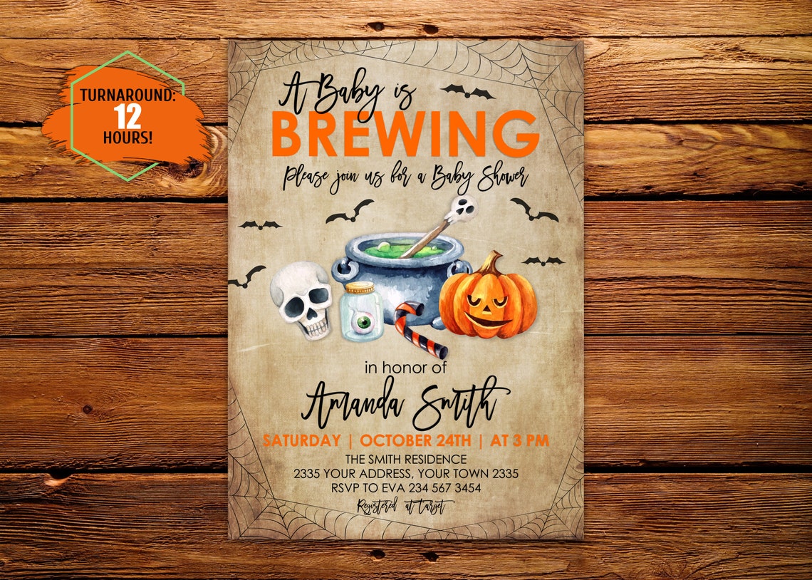 Halloween Baby Shower Invitation. A Baby is Brewing Etsy
