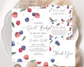 Editable Berry Sweet Baby Shower Invitation Set. Berry Baby Shower Invite. Strawberry Blueberry Party. A Berry Sweet Baby Is On The Way.