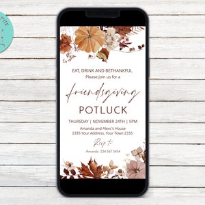 Editable Thanksgiving Invitation. Thanksgiving Dinner Invite. Fall Dinner Invite. Friendsgiving Invite. Autumn Friendsgiving Dinner Invite.