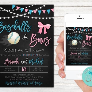 Editable Basketball or Bows Gender Reveal Invitation. Girl or Boy Invitation. Coed Couples Shower. Free Throws or Pink Bows. Gender Reveal.