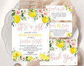 Editable Lemon Floral Baby Shower Invitation (Digital)
