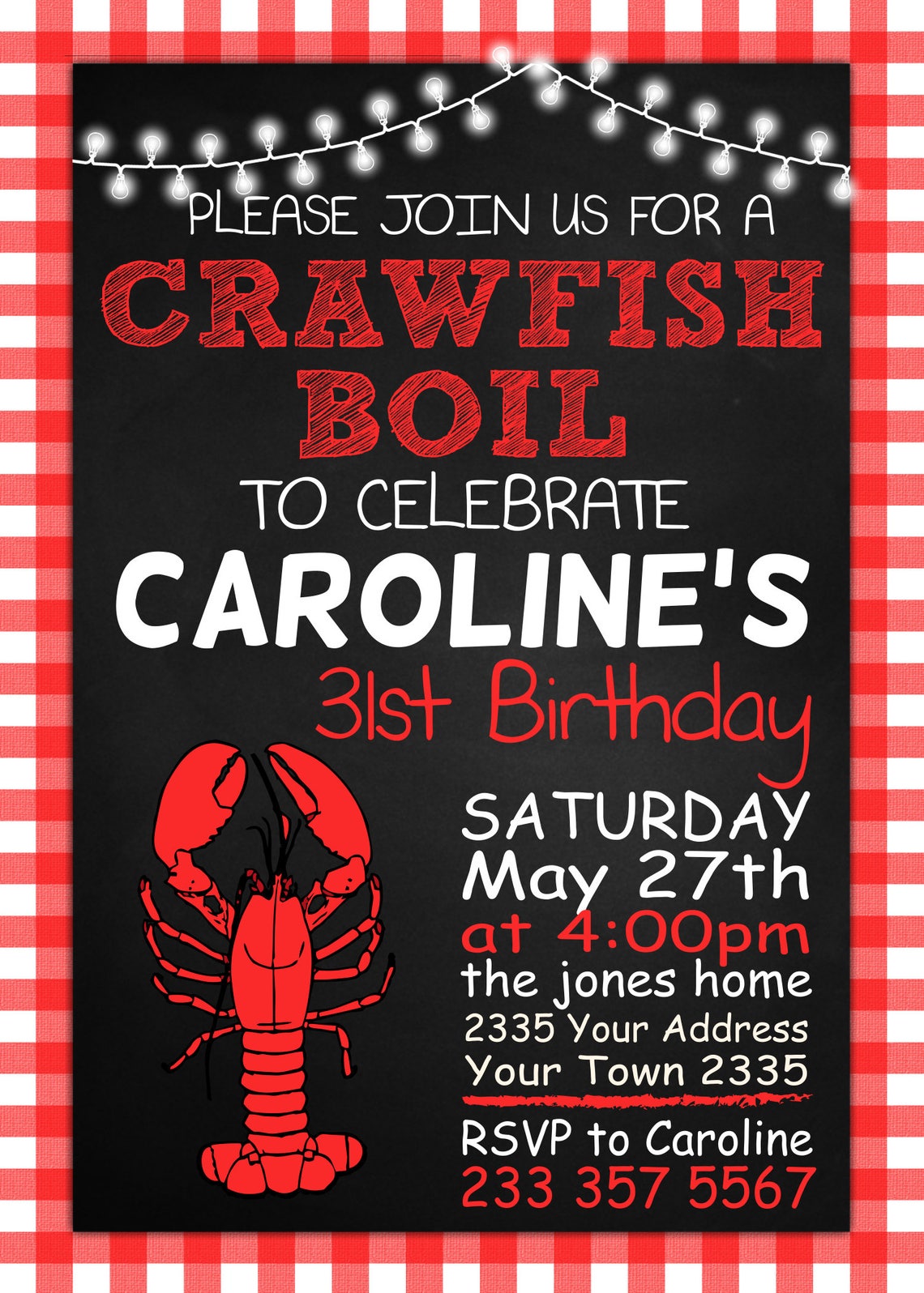 Crawfish Boil Invitations. Crawfish Boil Birthday Invitations. | Etsy
