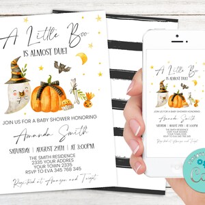 Editable Halloween Baby Shower Invitation. A Little Boo Baby Shower Invitation. Halloween Party Invite. Fall Baby Shower. Halloween Shower.