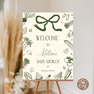 Editable Locally Grown Baby Shower Welcome Sign. Farmers Market Baby Shower Welcome Sign. Locally Grown. Organic Market Hand Drawn Sign.