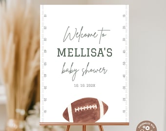 Editable Football Baby Shower Welcome Sign. Oh Boy Baby Shower.  Sports Baby Shower Party Welcome Sign. Football Field Game On All Star.