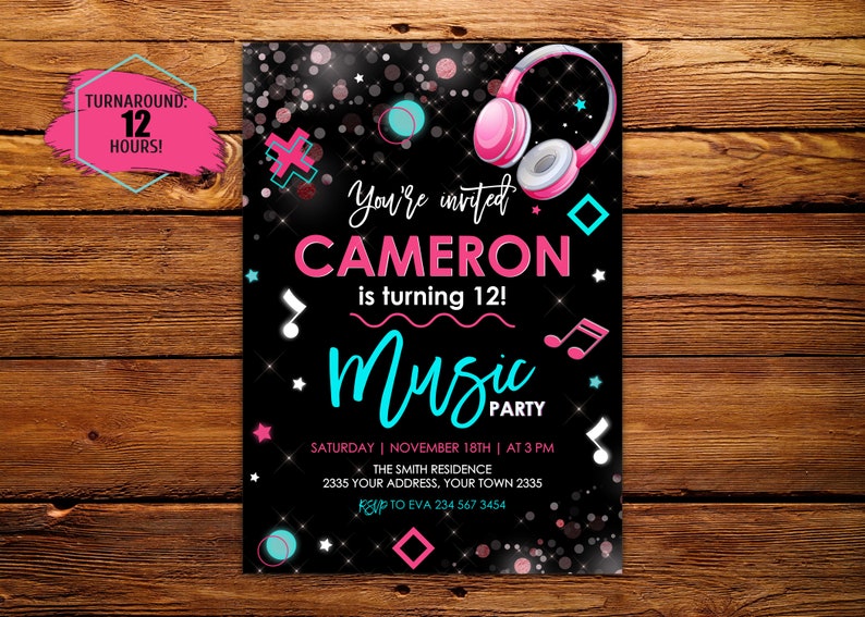 Music Party Invitation. Musical Birthday Girl Invitation. Etsy
