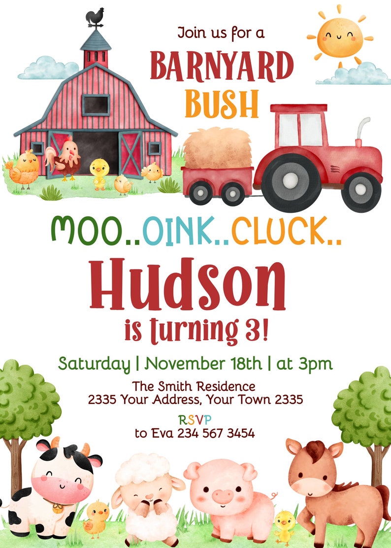 Editable Farm Animals Birthday Invitation, Barnyard Party (digital) - Etsy