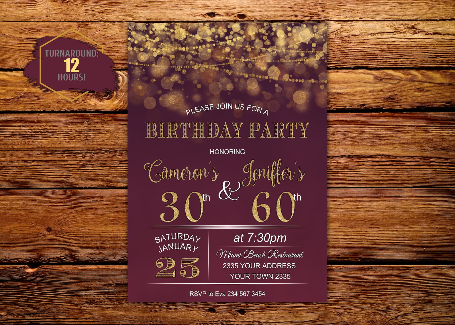 Adult Joint Birthday Invitation. Joint Birthday Party | Etsy