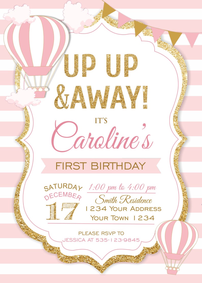 Up Up and Away Invitation. Hot Air Balloon Invitation ...