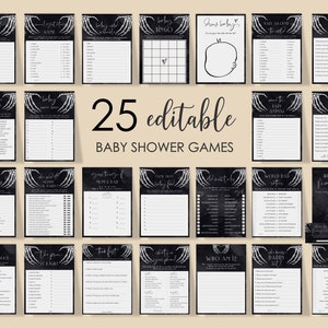 Editable Halloween Baby Shower Games Bundle. Gothic Baby Shower Game Pack. Skull A Little Boo Is Almost Due Skellington Love Hands Games.