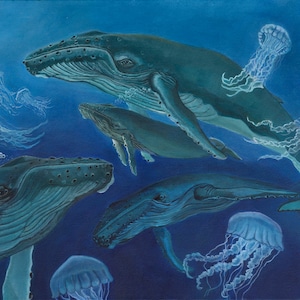 Humpback Whale Art, Humpback Wall Art, Salish Sea, Whale prints, Cetacean Art, Ocean Art, Giclee Prints