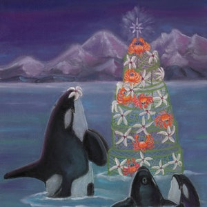 Orques résidentes du sud, épaulard, art pastel, cartes de vœux Orca, 5,5 x 4,25" Les bénéfices sont reversés à Orca Network