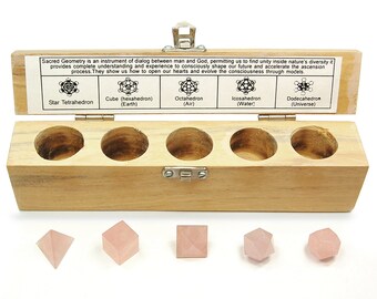 Rose Quartz Sacred Geometry/Platonic Solids 5pc. Boxed Set