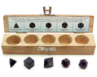 Amethyst Sacred Geometry/Platonic Solids 5pc. Boxed Set