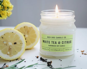 White Tea and Citrus Handmade Soy Candle | Fresh Scented Candle | Gift for Mom