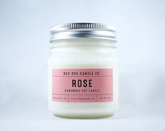 Rose Scented Soy and Coconut Wax Candle | Love Candle Gift| Minimalist Candle | Gift for Mom