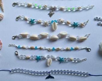 Beach beaded bracelets || Shell bracelets || Beach themed bracelets