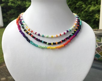 Rainbow beaded chokers || Rainbow chokers