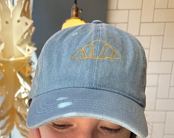 Croissant Embroidered Denim Hat | French Bakery Baseball Cap