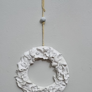 The SANTORINI Collection Hand Crafted Ceramic Clay Floral Relief Round Open Frame - Artisan Wall Decor Frame Hanging