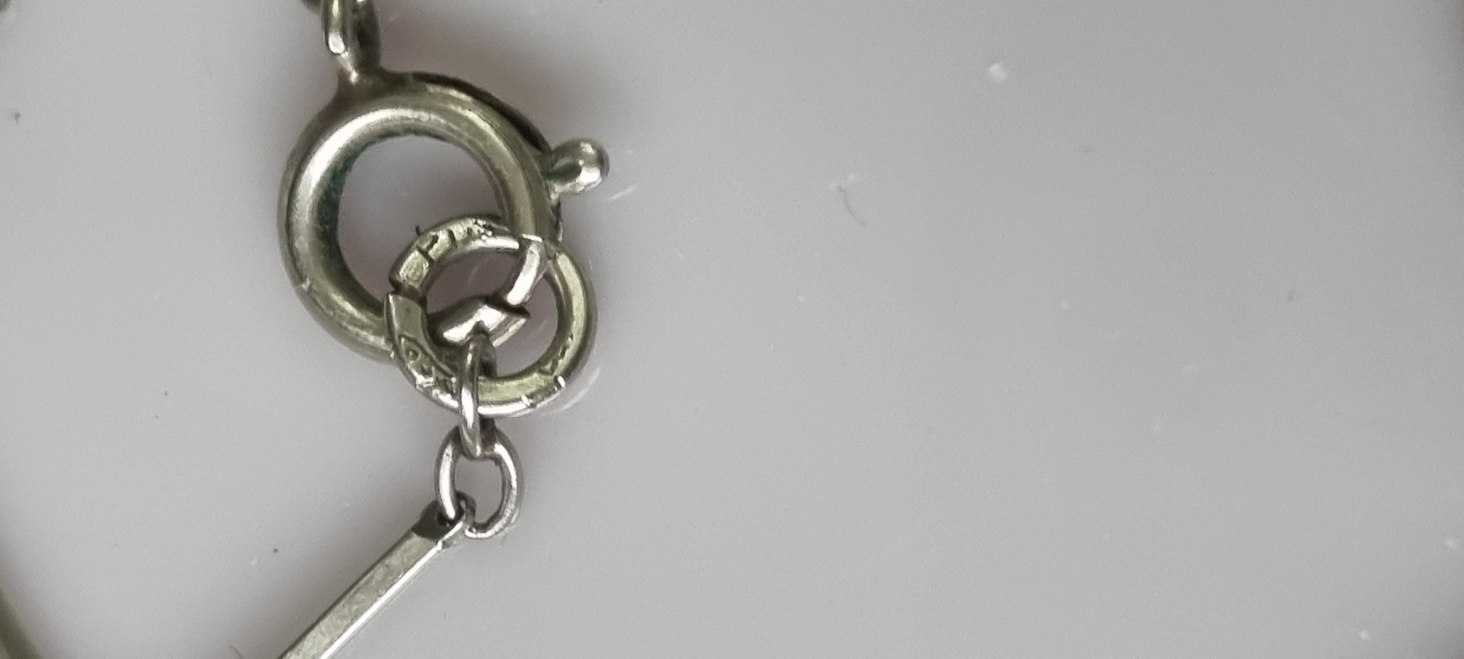 Collier Négligé Art Déco En Argent Poinçonné - Ancien Avec Améthyste - Longueur 30-35 Cm