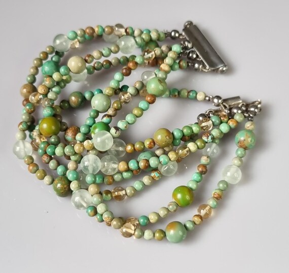 Statement Green Turquoise and other Gemstones Mul… - image 5