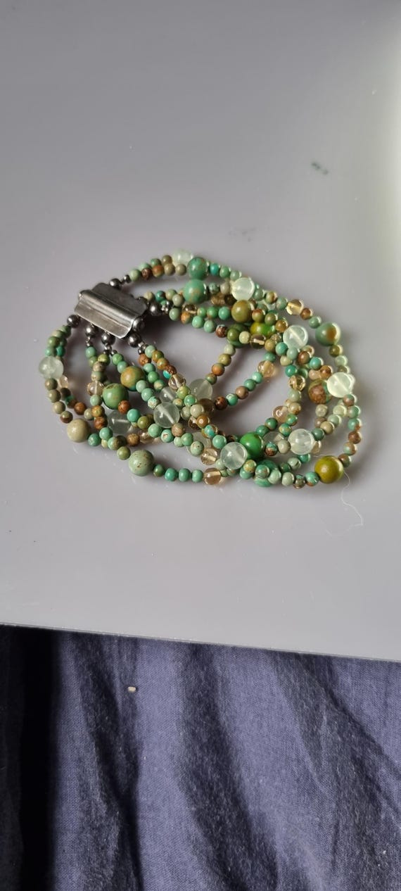 Statement Green Turquoise and other Gemstones Mul… - image 3
