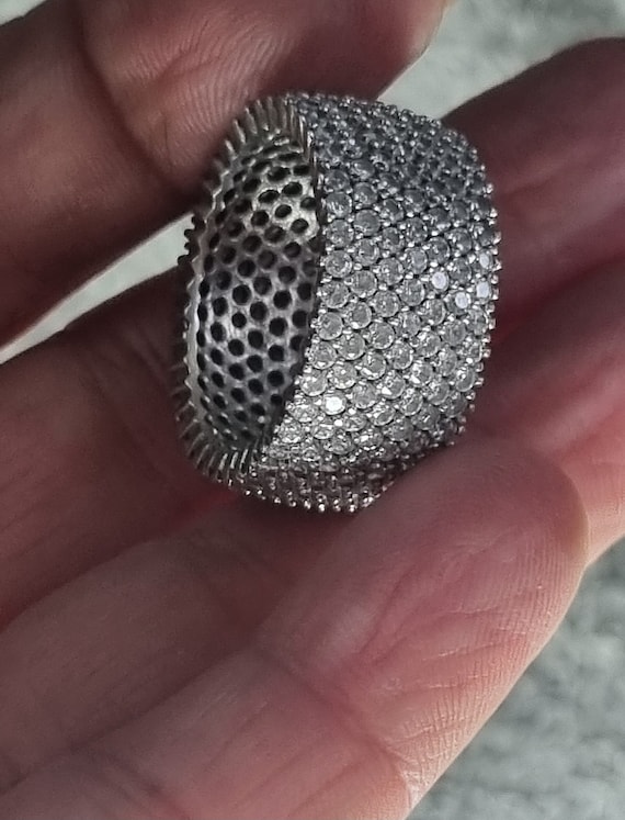 Solid Sterling Silver and Pave-Set CZ Eternity Pi… - image 1