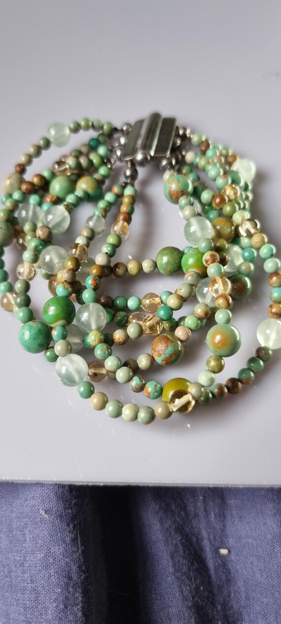 Statement Green Turquoise and other Gemstones Mul… - image 4