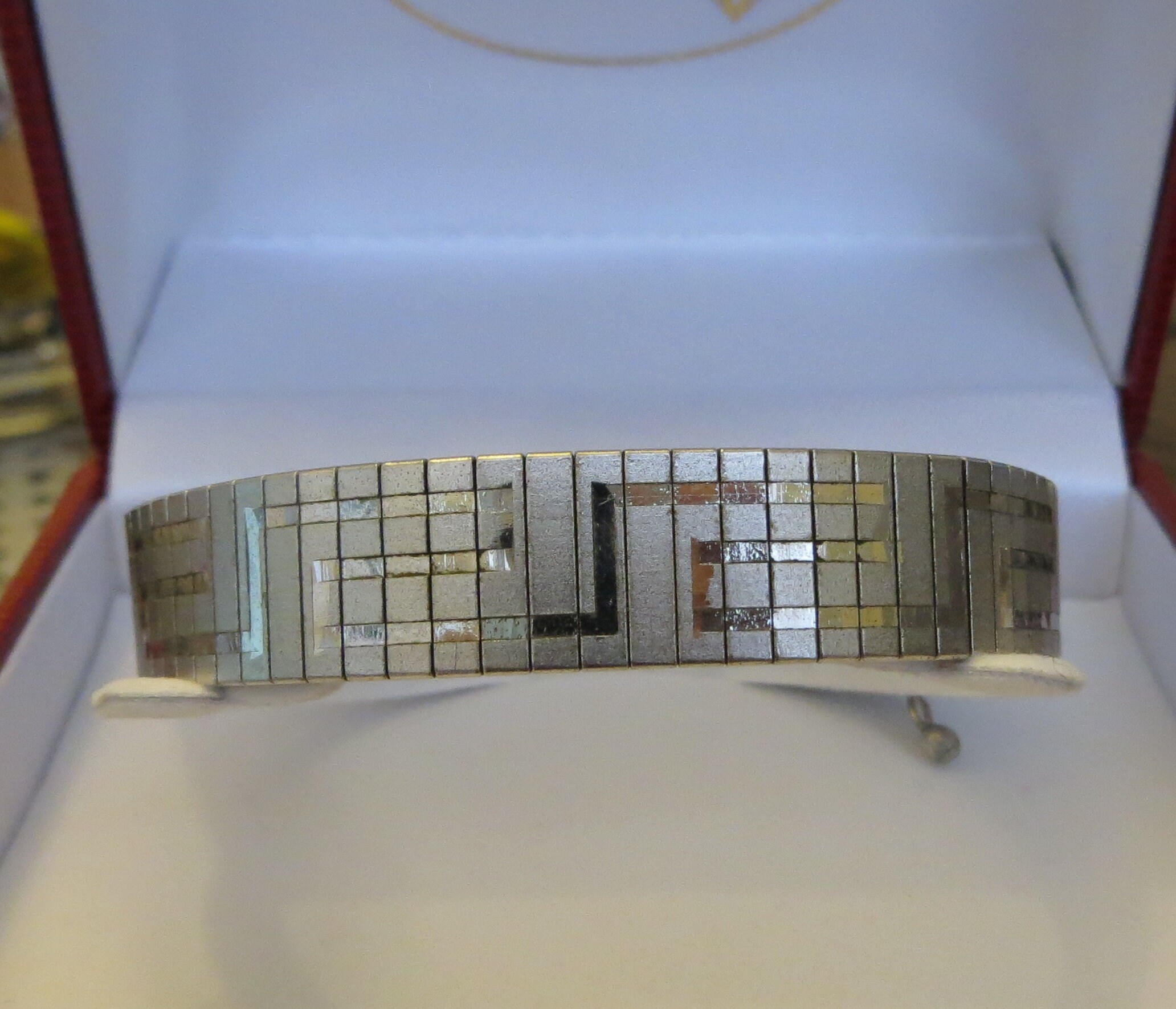 Bracelet Art Déco En émail Et Argent Massif 925 Poinçonné - Occasion - Jonc Antique
