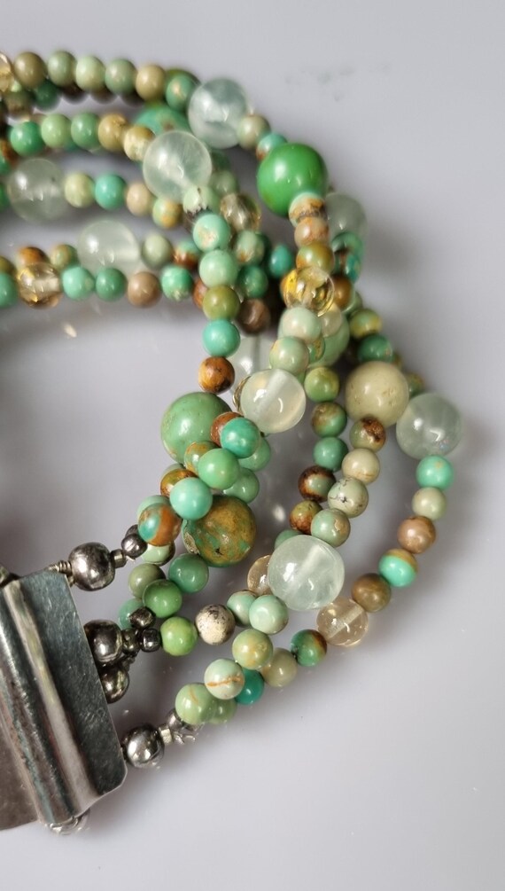 Statement Green Turquoise and other Gemstones Mul… - image 7