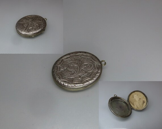 Antique Sterling Silver Victorian Heavily Etched … - image 1