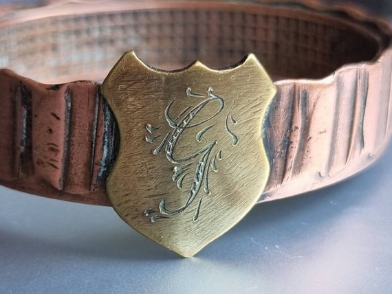 Exceptional Unique Heavy Solid Copper Bangle with… - image 3