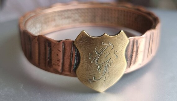 Exceptional Unique Heavy Solid Copper Bangle with… - image 5