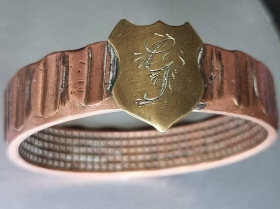 Exceptional Unique Heavy Solid Copper Bangle with… - image 8