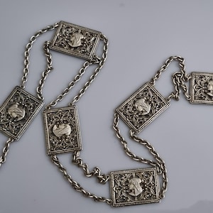 Lot of 2 VTG Silver Tone Belts Egyptian Revival Panel Link & 70s Stretch S Egyptian Panel Belt - Etsy UK main image 4