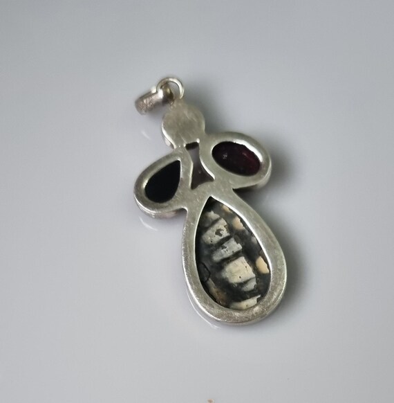 Statement Multi-Gem & 925 Silver Large Pendant Ga… - image 7