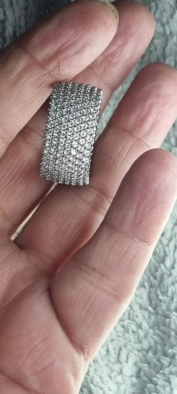 Solid Sterling Silver and Pave-Set CZ Eternity Pi… - image 5