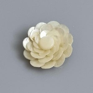 Antique Chinese Mother of Pearl Layered Tiered Multi-Petal Floral Brooch - Unique Rare Piece
