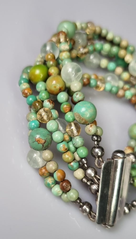 Statement Green Turquoise and other Gemstones Mul… - image 9