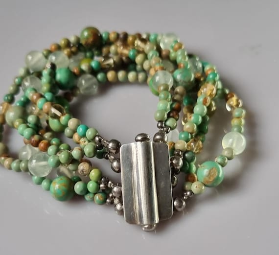Statement Green Turquoise and other Gemstones Mul… - image 1