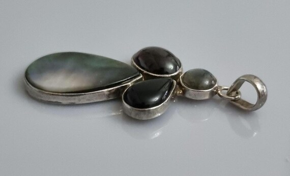 Statement Multi-Gem & 925 Silver Large Pendant Ga… - image 6