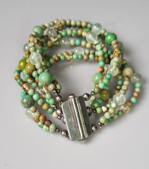 Statement Green Turquoise and other Gemstones Mul… - image 8