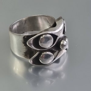 Retro Scandivanian? Sterling Silver Fabulous Statement Ring Unique Design Size L 1/2 UK 7.2g