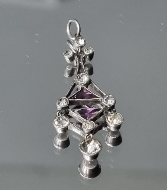 Antique Edwardian Diamond Paste Amethyst Paste wi… - image 4