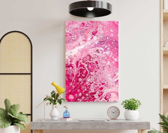 Pink Abstract Wall Art, Pink Acrylic Abstract, Pink Abstract Print Canvas, Creative Abstract Decor for Wall, Pink Painting Abstract