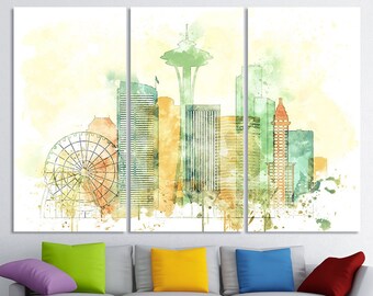 Seattle Canvas Art Etsy