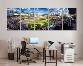 Comerica Park Poster Print, Detroit Tigers Stadium Wall Art, Michigan Baseball Skyline Decor