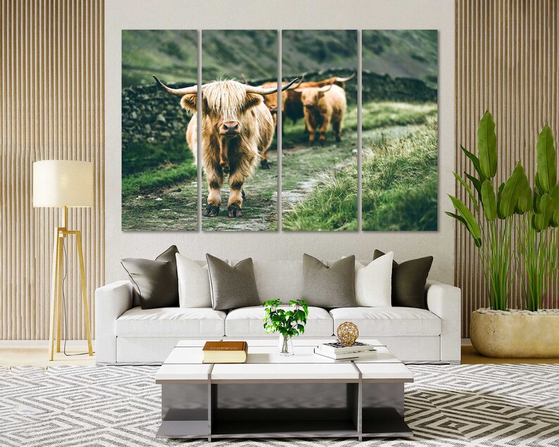 Canvas Set of Longhorn Bull Highland Cow Wall Art Longhorn Etsy