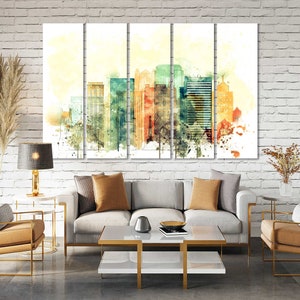 Birmingham Alabama Watercolor Canvas Wall Art Birmingham Alabama Skyline Living Room Wall Decor Birmingham Alabama Bedroom Wall Decor Art image 5